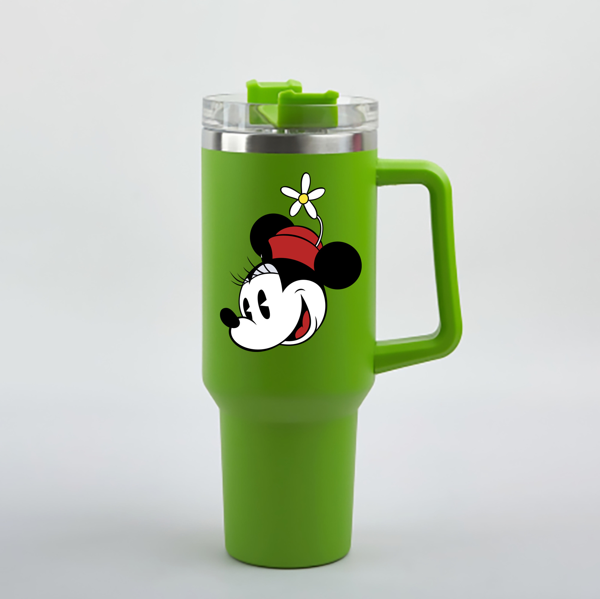 （画像用） ミッキーマウス Mickey Mouse 1200mL車用タンブラー - クリスタルステッカー（プラスチックストロー付き）